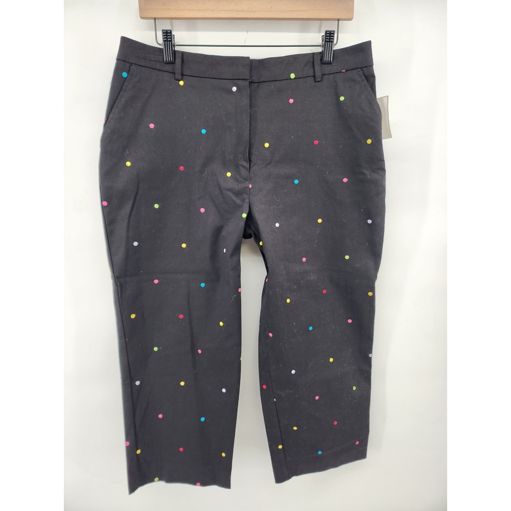 Sag Harbor Black Multi Color Polka Dot Capri Pants Size 14  Colorful Whimsical